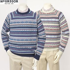 McGREGOR マクレガー 111733602  ジャガード柄のクルーネックセーター 49）NAVYの画像