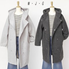 10％OFF M・J・G gm-t737 フーディーコート スライバーニット  コート レディース アウター 冬服 の画像