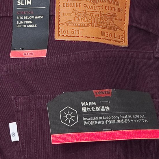 リーバイス（LEVI'S)  WARM 511 スキニーストレッチ　コーデュロイ素材　秋冬仕様　04511-38画像