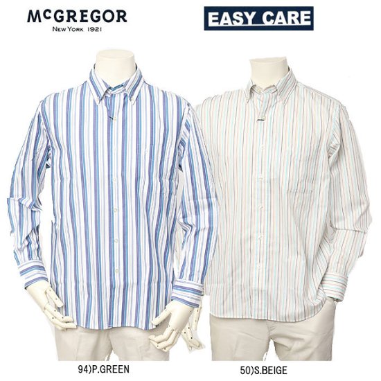 McGREGOR マクレガー EASY CARE　イージーケア ボタンダウンシャツ 111174101 シャツ メンズ 紳士 春服 ストライプ柄画像