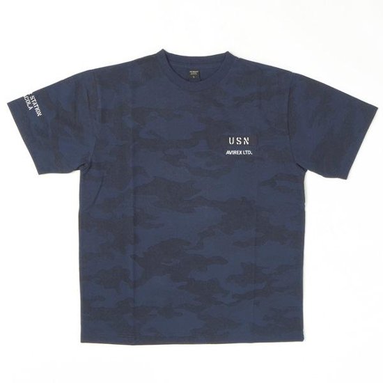 avirex アビレックス　Tシャツ　半袖T　メンズ　783-4134026 CAMO STENCIL T-SHIRT　リフレクター反射板仕様　半袖シャツ　クルーネックTee画像