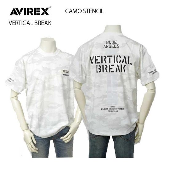 avirex アビレックス　Tシャツ　半袖T　メンズ　783-4134026 CAMO STENCIL T-SHIRT　リフレクター反射板仕様　半袖シャツ　クルーネックTee画像