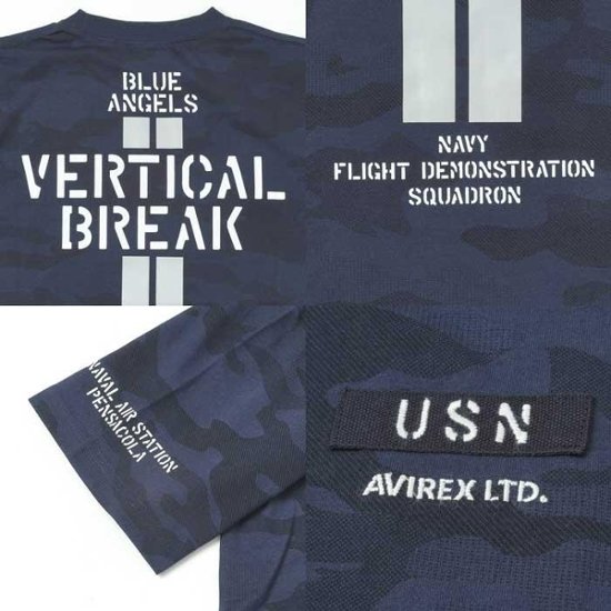 avirex アビレックス　Tシャツ　半袖T　メンズ　783-4134026 CAMO STENCIL T-SHIRT　リフレクター反射板仕様　半袖シャツ　クルーネックTee画像