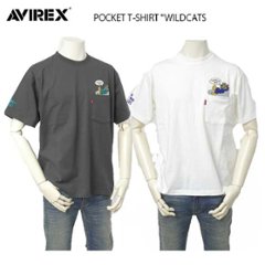 avirex アビレックス　Tシャツ　半袖T　メンズ　783-4134028 ポケットTシャツ　ワイルドキャット POCKET T-SHIRT WILD CATS　半袖シャツ　クルーネックTeeの画像