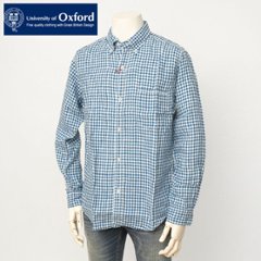 University of oxford ユニバーシティーオブオックスフォード 41127  リネンギンガムチェックシャンブレー ボタンダウン メンズ 長袖 紳士の画像