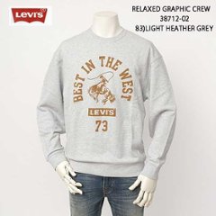 LEVI'S リーバイス　38712-0283  LELAXD GRAPHIC CREW 83)LIGHT HEATHER GREY　クーネックトレーナー　グラフィッック　プリント　ロデオ　スウェットの画像