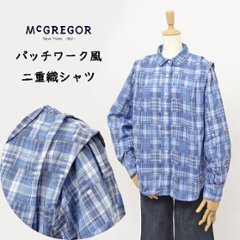 McGREGOR マクレガー レディース 311174108 プルオーバー ブラウス 長袖 トップス シャツ リヨセル パッチワーク風の画像