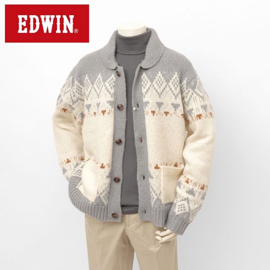 EDWIN エドウィン et6155 カウチン カーディガン セーター メンズ cowichan 秋 冬画像