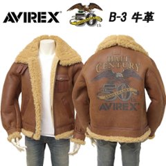 AVIREX アビレックス B-3 CUSTOM 5250009 牛革 アウター 50周年記念 革ジャン ムートン ミリタリージャケットの画像