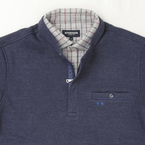 McGREGOR マクレガ 111615801 裏起毛 メンズ ゴルフ 紳士 フェイク襟 長袖 トップス 画像