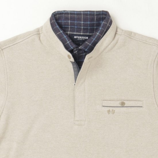 McGREGOR マクレガ 111615801 裏起毛 メンズ ゴルフ 紳士 フェイク襟 長袖 トップス 画像