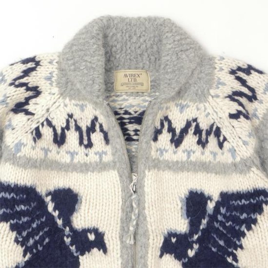 AVIREX アビレックス 783-5240002 382)OXFORD HAND MADE ALPACA COWCHIN "ICON OF FLYINGS"  ジップアップカウチンセーター 画像