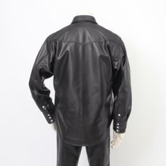 ラングラー Ｗrangler 27MW Leather Western Shirt  WM0027-775）Black　 表地　羊革 LEATHER画像