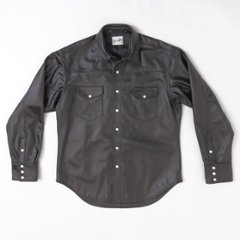 ラングラー Ｗrangler 27MW Leather Western Shirt  WM0027-775）Black　 表地　羊革 LEATHER画像