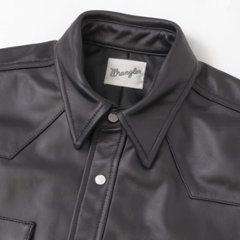 ラングラー Ｗrangler 27MW Leather Western Shirt  WM0027-775）Black　 表地　羊革 LEATHER画像