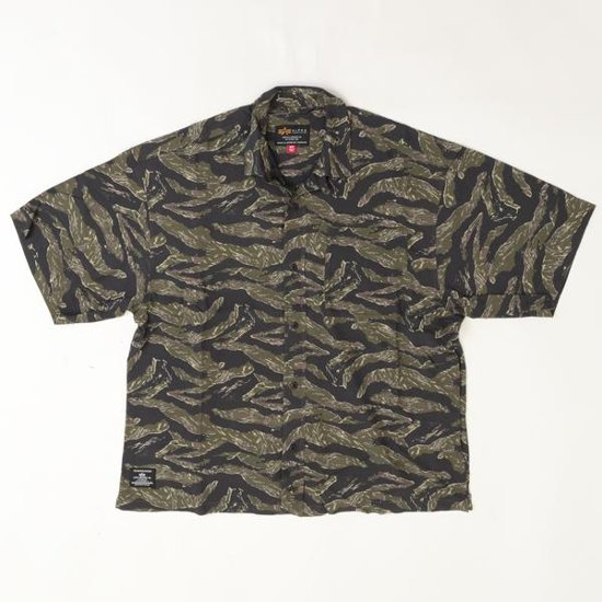 アルファインダストリーズ Alpha Industries SS TIGER CAMO RELAXED CAMP 797-6123001 384）TIGER CAMO レーヨン100％ タイガーカモ画像