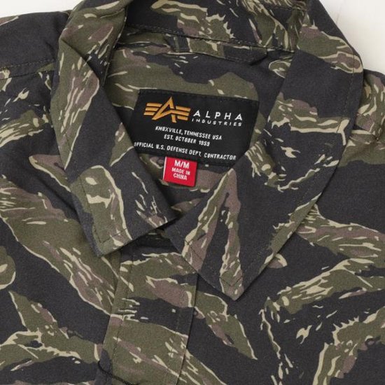 アルファインダストリーズ Alpha Industries SS TIGER CAMO RELAXED CAMP 797-6123001 384）TIGER CAMO レーヨン100％ タイガーカモ画像