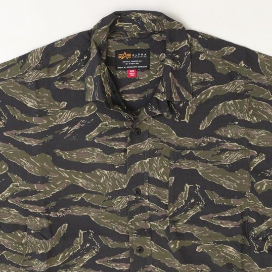 アルファインダストリーズ Alpha Industries SS TIGER CAMO RELAXED CAMP 797-6123001 384）TIGER CAMO レーヨン100％ タイガーカモ画像