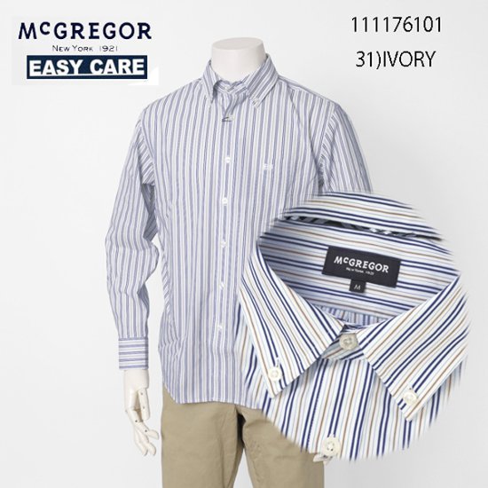 McGREGOR マクレガー EASY CARE　イージーケア ボタンダウンシャツ 111176101 シャツ メンズ 紳士 春服 ストライプ柄画像