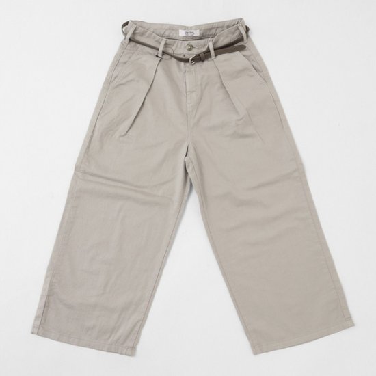 something サムシング SN765S ベルト付 タック ワイド レディース パンツ wide tuck きれいめ 股下短め 足元スッキリ画像