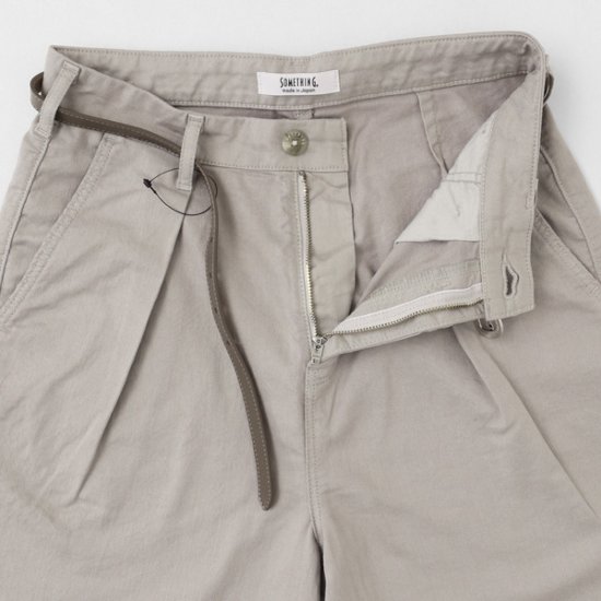 something サムシング SN765S ベルト付 タック ワイド レディース パンツ wide tuck きれいめ 股下短め 足元スッキリ画像