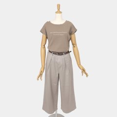something サムシング SN765S ベルト付 タック ワイド レディース パンツ wide tuck きれいめ 股下短め 足元スッキリ画像