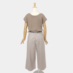 something サムシング SN765S ベルト付 タック ワイド レディース パンツ wide tuck きれいめ 股下短め 足元スッキリ画像