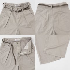 something サムシング SN765S ベルト付 タック ワイド レディース パンツ wide tuck きれいめ 股下短め 足元スッキリ画像