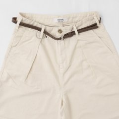 something サムシング SN765S ベルト付 タック ワイド レディース パンツ wide tuck きれいめ 股下短め 足元スッキリ画像