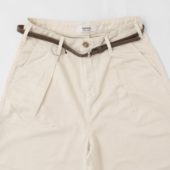 something サムシング SN765S ベルト付 タック ワイド レディース パンツ wide tuck きれいめ 股下短め 足元スッキリ画像