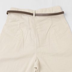 something サムシング SN765S ベルト付 タック ワイド レディース パンツ wide tuck きれいめ 股下短め 足元スッキリ画像