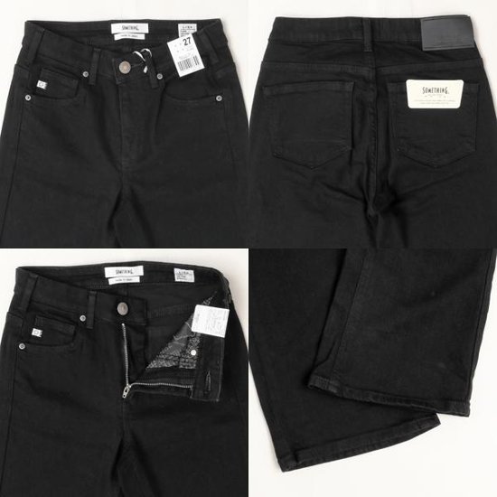 SOMETHING サムシング フレアパンツ ジーンズ デニム SKY31 脚長効果 ストレッチ フレア LISA レディース901ブラック画像