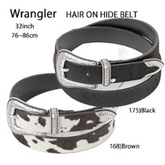 wrangler ラングラーHair On Hide Belt WA1019  ヘアーオンハイドベルト 32incjh(76～86cm）ワンサイズ 日本製の画像