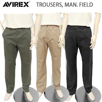 AVIREX 6126132 Trusers, Man, Field Pants (オフィサーパンツ） ノータク　トラウザーチノーズ　オフィサーパンツの画像
