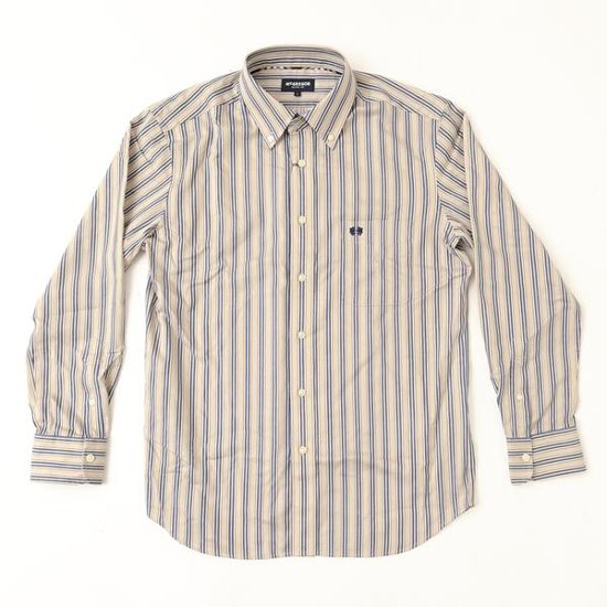 McGREGOR マクレガー EASY CARE　イージーケア ボタンダウンシャツ 111176601　51）BEIGE シャツ メンズ 紳士 春服 ストライプ柄画像