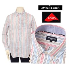 McGREGOR マクレガー 111176607 長袖シャツストライプ  ライクラファイバー 快適 BDストライプシャツ メンズ 紳士 シャツの画像