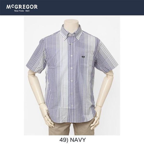 McGREGOR 117160102 ボタンダウン　マルチストライプサッカーシャツ 49）NAVY画像