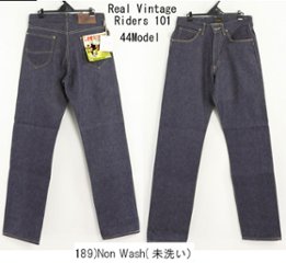 Lee アーカイブ Real Vintage 18101  Riders 101B　1944年モデル　復刻　189　Non Wash　Raw Denimの画像