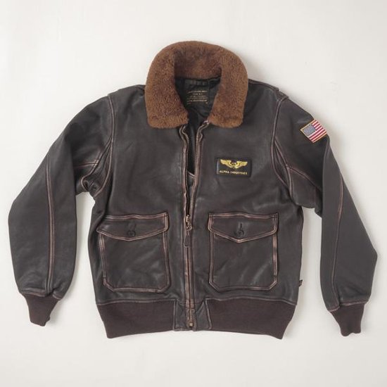 アルファ　Alpha Industries TA1489 フライト レザーボンバージャケット Jacket Flying Man's SPEC.MIIL J-7823/　ミりタリージャケット　画像