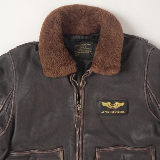 アルファ　Alpha Industries TA1489 フライト レザーボンバージャケット Jacket Flying Man's SPEC.MIIL J-7823/　ミりタリージャケット　画像