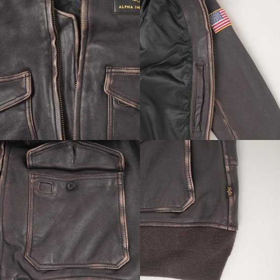 アルファ　Alpha Industries TA1489 フライト レザーボンバージャケット Jacket Flying Man's SPEC.MIIL J-7823/　ミりタリージャケット　画像