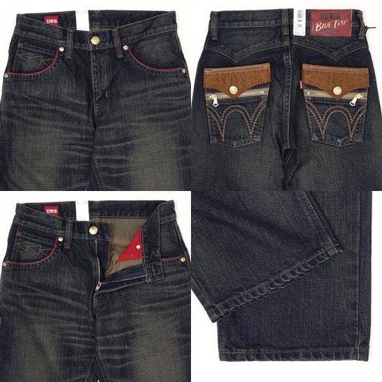 EDWIN　EBT04 BLUE TRIP   ZIP LOOSE　STRAIGT ジップルーズストレート  レザーフラップジップバックポケット 細部にこだわった日本人の為のデニムです画像