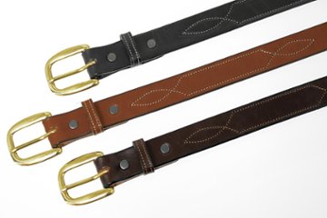 トリー tory 本革　レザーベルト　1" Belt With a Stitched Pattern Repeated Three Times画像
