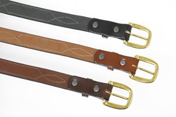 トリー tory 本革　レザーベルト　1" Belt With a Stitched Pattern Repeated Three Times画像