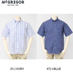 マックレガー メンズ 半袖シャツ McGREGOR 111160501 チェックBDシャツ ヘンプ混の画像