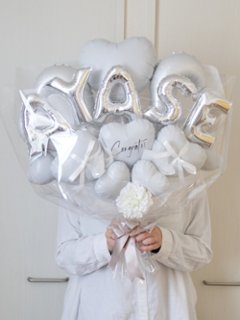 【バルーンバンチ】レターバルーンハートバンチ ホワイトの画像