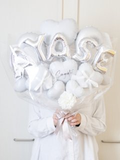 【バルーンバンチ】レターバルーンハートバンチ ホワイトの画像