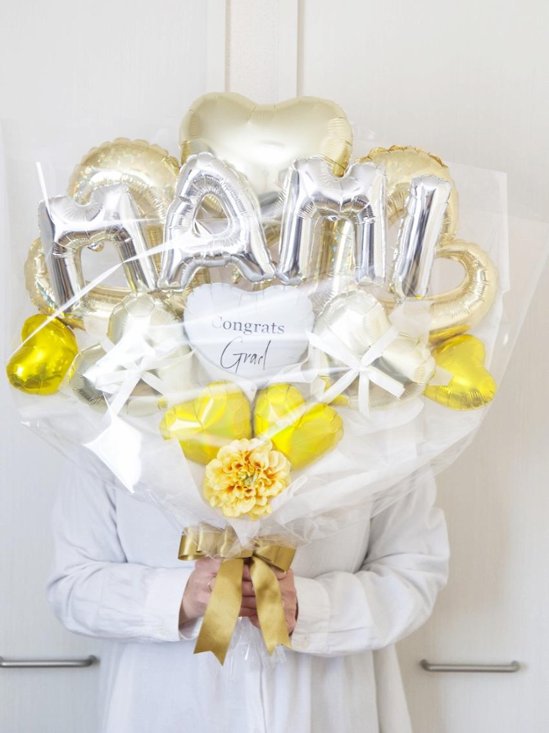 【バルーンバンチ】レターバルーンハートバンチ ホワイトゴールド画像