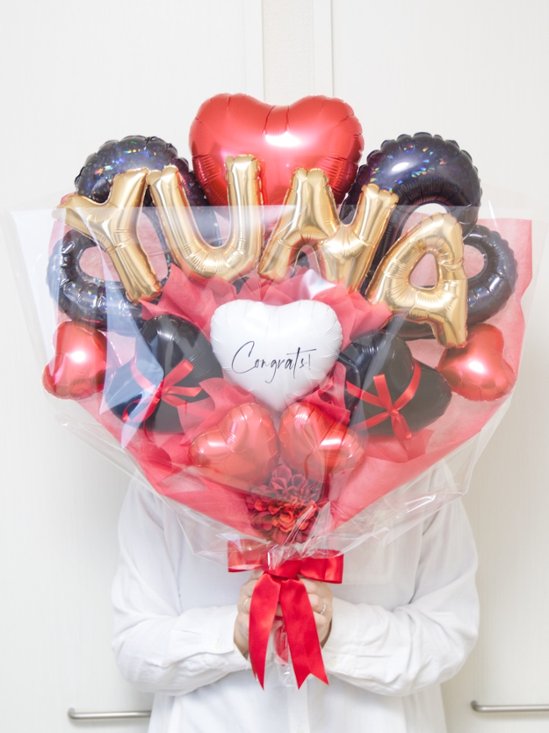【バルーンバンチ】レターバルーンハートバンチ ブラック＆レッド画像