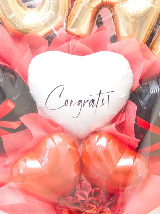 【バルーンバンチ】レターバルーンハートバンチ ブラック＆レッド画像